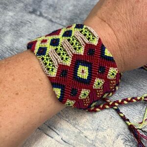 Colorful Woven Bracelet Cuff 2 inches Wide Boho Trendy